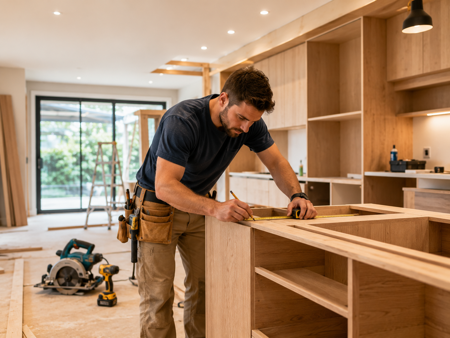 Professional Carpenter Working on Home Renovation